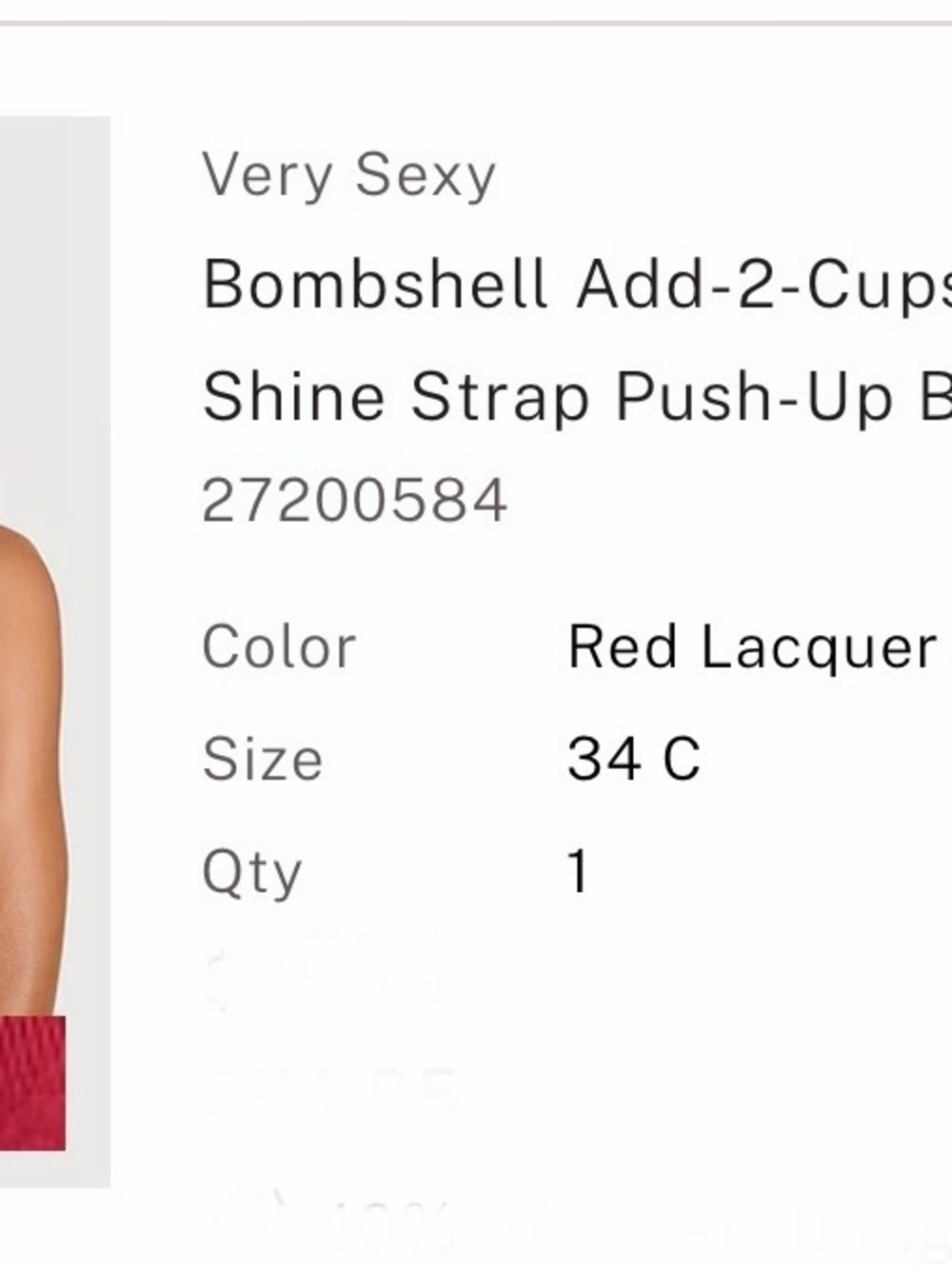 Victoria's Secret Burgundy Push-Up Bra with Rhinestone Accents